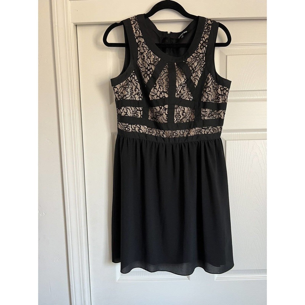 Gianni Bini Black Lace & Ribbon Bodice Cocktail Evening Dress Womens Size 10